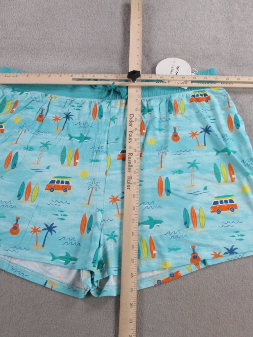 Little Sleepies Pajama Shorts Womens 2XL Blue Surf Life Print Bamboo Lounge PJs - Picture 4 of 8